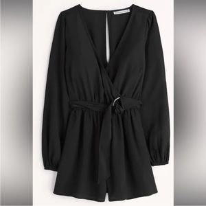Abercrombie & Fitch Black Long Sleeve Wrap Belted Romper XS mini
